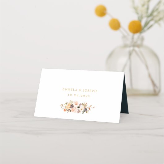 Rustisch Oranje najaar Floral Gold Glitters Weddin (Achterkant)