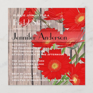 Rustisch Oranje Rood Gerbera Land Vrijgezellenfees Kaart