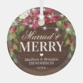 Rustisch Ornament voor kerstmis met huwelijk en vr (Voorkant)