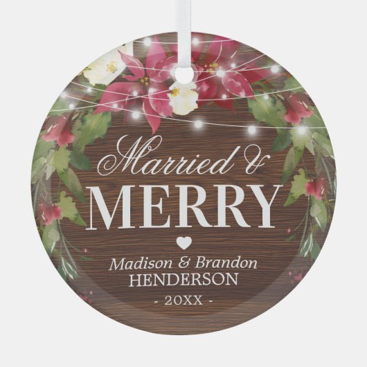 Rustisch Ornament voor kerstmis met huwelijk en vr (Voorkant)