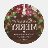 Rustisch Ornament voor kerstmis met huwelijk en vr (Achterkant)