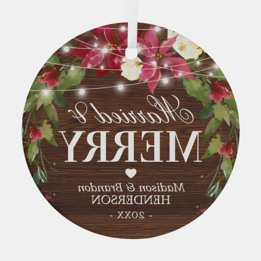 Rustisch Ornament voor kerstmis met huwelijk en vr (Achterkant)