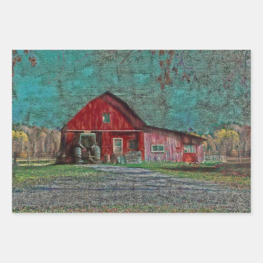 Rustisch Oud Blauwgroen Textuur Barn Inpakpapier Vel (Voorkant 3)