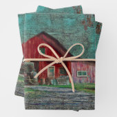  Rustisch Oud Blauwgroen Textuur Barn Inpakpapier Vel (In situ)