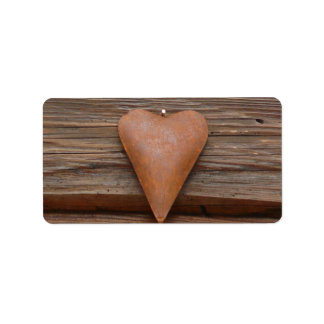 Rustisch oud hart op hout etiket