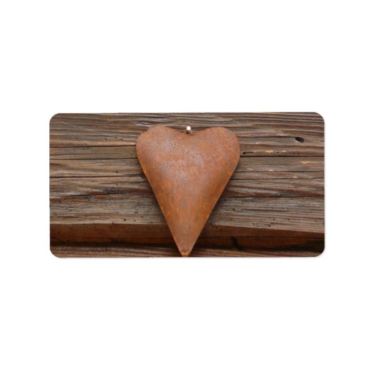Rustisch oud hart op hout etiket (Voorkant)