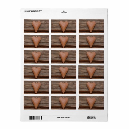 Rustisch oud hart op hout etiket (Full Sheet)