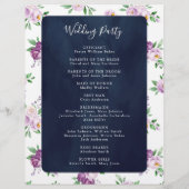 Rustisch Paars-Floral Navy Blue Wedding Programme (Achterkant)