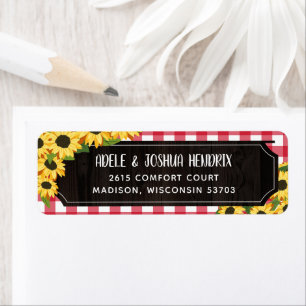 Rustisch Paars Gingham & Sunflower BBQ Baby shower Etiket