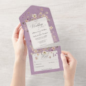 Rustisch Paars Lijst van wilde bloem geen diner All In One Uitnodiging (Afscheurbaar)