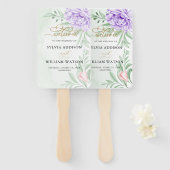 Rustisch Paars Roos Floral Eucalyptus Boho Wedding Handwaaier (Voorkant en achterkant)