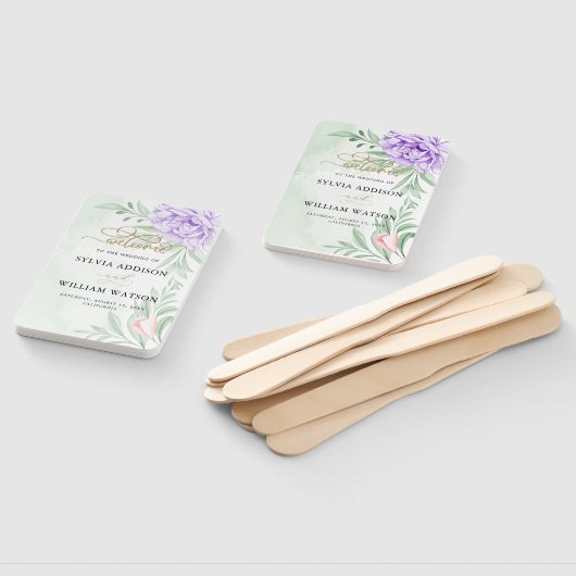 Rustisch Paars Roos Floral Eucalyptus Boho Wedding Handwaaier (Niet-gemonteerd)
