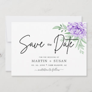 Rustisch Paars Roos Floral Eucalyptus Boho Wedding Save The Date