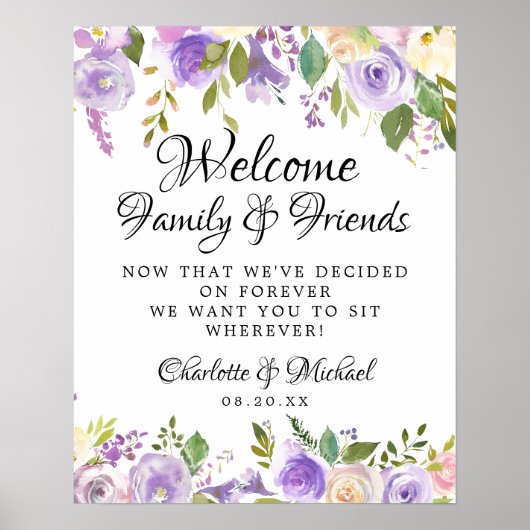 Rustisch Paars Roos Floral Wedding Ceremony Seatin Poster (Voorkant)
