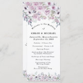 Rustisch Paars Roos Floral Wedding Programma (Voorkant / Achterkant)
