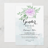 Rustisch Paars Roos laat Greenery Gender onthullen Kaart (Voorkant / Achterkant)
