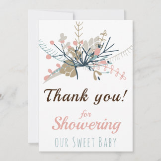 Rustisch pasta botanisch Baby shower Bedankkaart