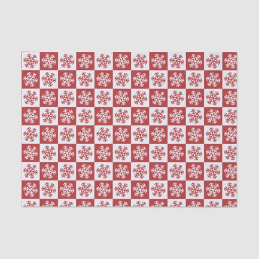 Rustisch patroon met rode en witte sneeuwvlok kers tissuepapier (Voorkant)