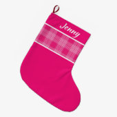 Rustisch patroon Roze aangepaste naam Grote Kerstsok (Voorkant (Hangend))
