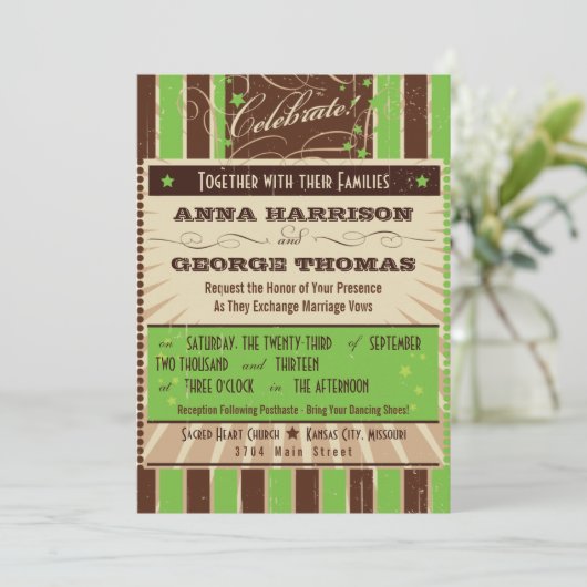 Rustisch Poster: Apple Green Custom Wedding Kaart (Staand voorkant)