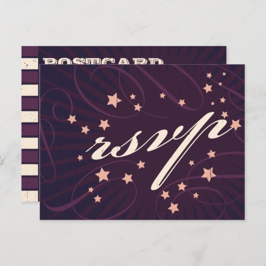 Rustisch Poster: Paars-eierweddenschap RSVP Uitnodiging Briefkaart (Voorkant / Achterkant)