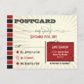 Rustisch Poster: RSVP rond het rode en zwarte huwe Uitnodiging Briefkaart (Achterkant)