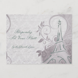 Rustisch Poster: Subtiel Blauwgroen en Paars RSVP Uitnodiging Briefkaart