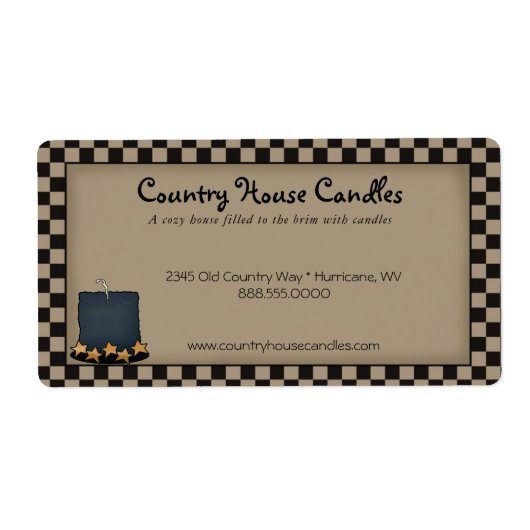 Rustisch primitief kaarsenetiket met landcontrole etiket (Voorkant)