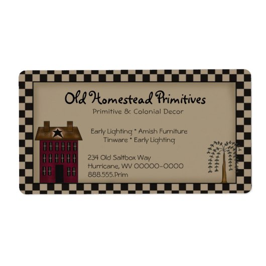 Rustisch primitief Rood Zoutbox Wilde Boom Land Etiket (Voorkant)