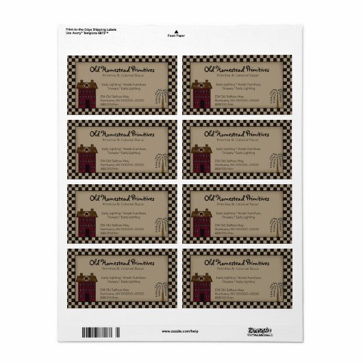 Rustisch primitief Rood Zoutbox Wilde Boom Land Etiket (Full Sheet)