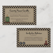 Rustisch primitief Visitekaartje met kaars gecontr (Voorkant / Achterkant)