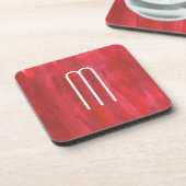 Rustisch Rood Abstract met Monogram Initiaal Bier Onderzetter (Linkerzijde)