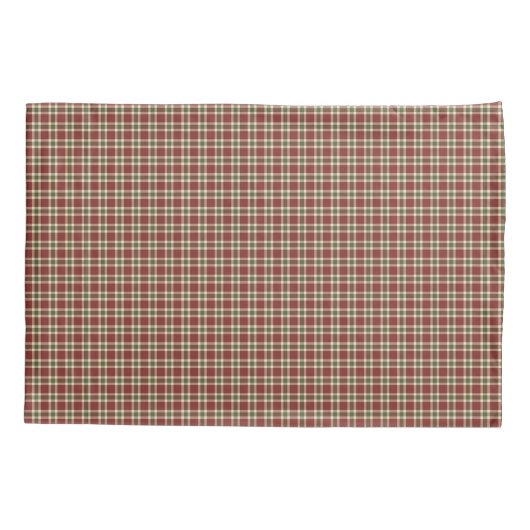 Rustisch rood en groen tartan geplakt kussensloop (Achterkant)