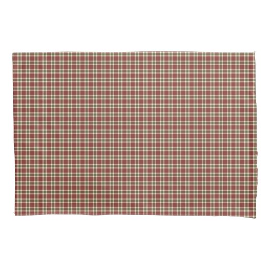 Rustisch rood en groen tartan geplakt kussensloop (Voorkant)