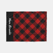 Rustisch rood en zwart buffelmonogram fleece deken (Voorkant (Horizontaal))