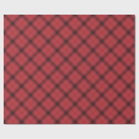 Rustisch Rood en zwart Tartan | Kerstmis Cadeaupapier (Vlak)