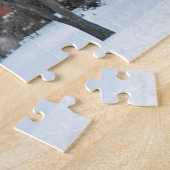 Rustisch rood landschap met wintersneeuw Boerderij Legpuzzel (Zijkant)