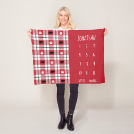 Rustisch rood zwart-wit Beer flatel patroon Fleece Deken