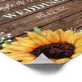 Rustisch Roos met zonnebloem Hout Rood Weddenschap Poster (Hoek)