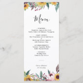 Rustisch Roos van zonnebloemen Burgundy Fall Weddi Menu (Voorkant)