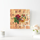 Rustisch Roos Vierkante Klok (Huis)