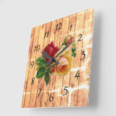 Rustisch Roos Vierkante Klok (Hoek)