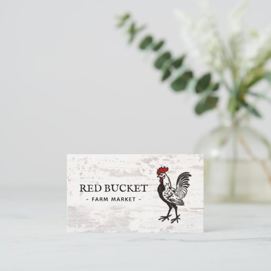 Rustisch Rooster Boerderij Visitekaartje (Staand voorkant)