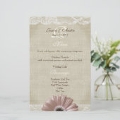 Rustisch  Roze Daisy en Lace Menu (Staand voorkant)
