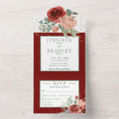 Rustisch roze en goudgroen diner all in one uitnodiging (Binnen)