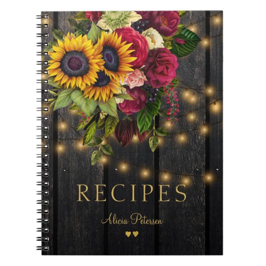 Rustisch schuur- en lichtbloemkookplaten notitieboek (Voorkant)