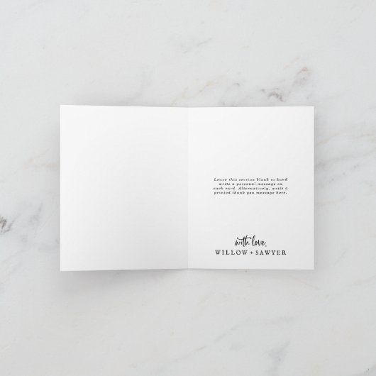 Rustisch script 3 Foto collage vouwbruiloft Bedankkaart (Binnen)