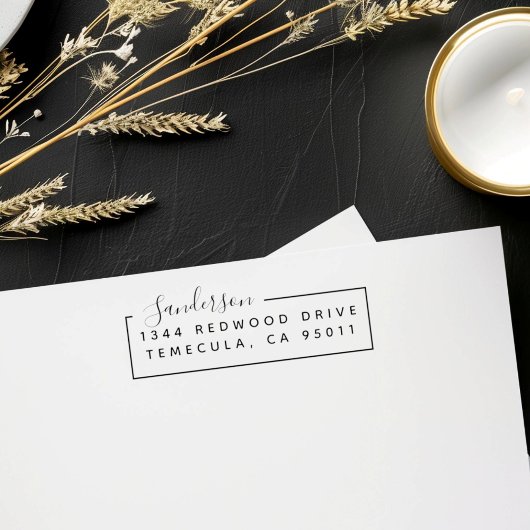 Rustisch Script Achternaam Rechthoekig retouradres Zelfinktende Stempel
