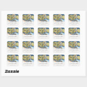 Rustisch script Blue Yellow Sunflower Wedding Vierkante Sticker (Vel)