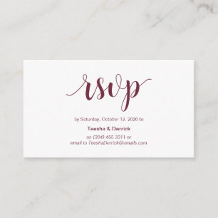 Rustisch script, Bourgogne Kleur, Bindende RSVP Informatiekaartje